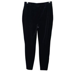 Chicos Velvet Pull On Pants Womens Size 1 US 8 Stretch Mid Rise Ankle Black